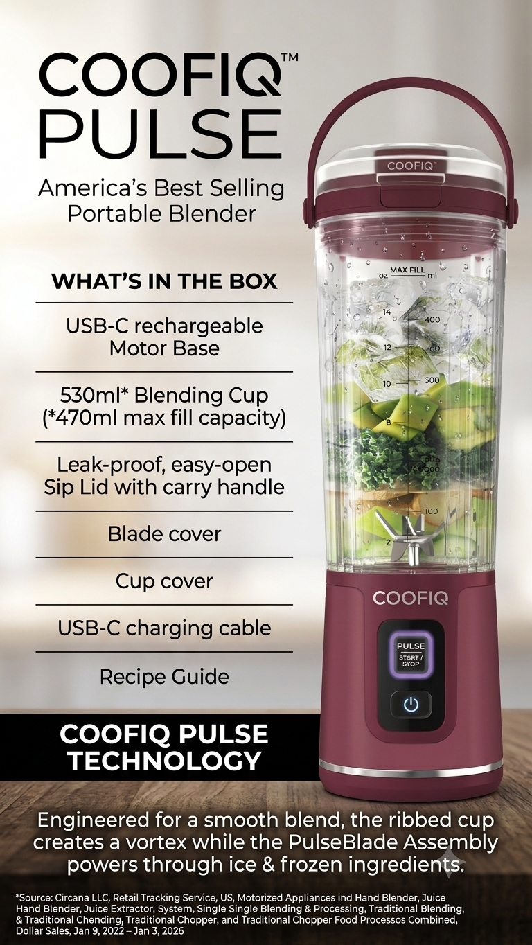 COOFIQ Portable Cordless Blender