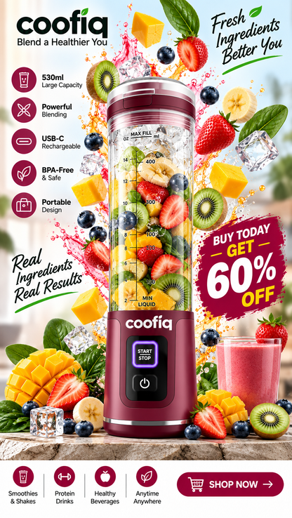 COOFIQ Portable Cordless Blender